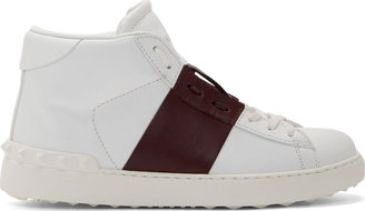 Valentino White & Burgundy High-Top Sneakers
