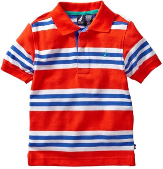 Nautica Short Sleeve Striped Pique Polo Shirt (Little Boys)