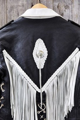 UO 2289 Urban Renewal Vintage Vintage Black + White Leather Jacket