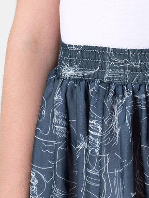 American Apparel Illustrated Chiffon Double-Layered Shirred Waist Skirt