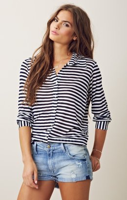 Blue Life STRIPED UNEVEN SHIRTING TOP