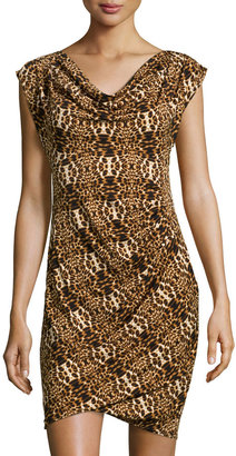 Laundry by Design Short-Sleeve Leopard-Print Dress, Black/Multicolor