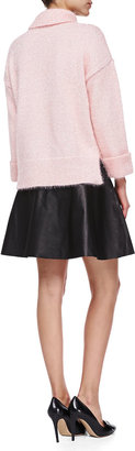 Kate Spade Shimmer Knit Turtleneck & Leather Flare Circle Skirt
