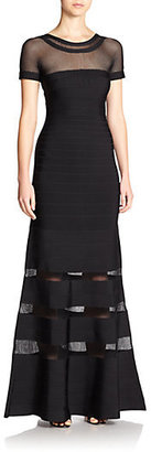 Herve Leger Gweneth Mesh-Panel Gown