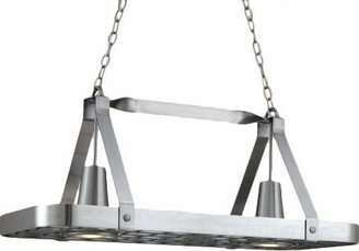 Hi-Lite Sterling Rectangular Hanging Pot Rack with 2 Lights Accent