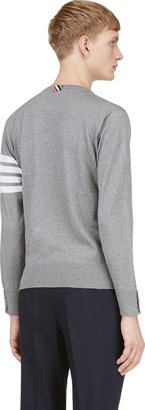 Thom Browne Heather Grey Racer Stripe Sweater