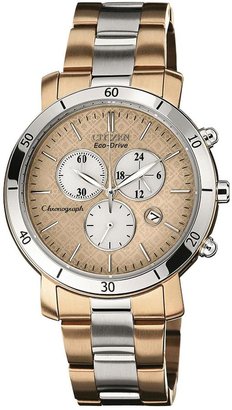 Citizen Eco-Drive Champagne Dial Stainless Steel and Rose Gold Tone Ladies Watch