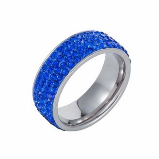 House of Fraser Aurora Flash Stainless Steel Cubic Zirconia Sapphire Ring