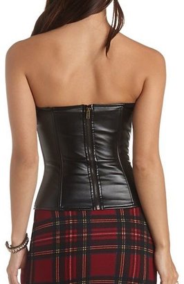 Charlotte Russe Mesh & Faux Leather Bustier