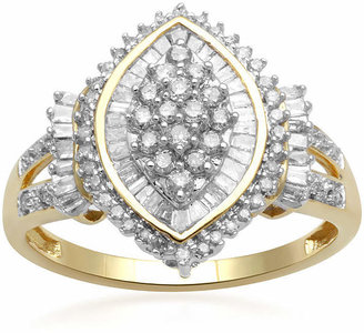 FINE JEWELRY 1/2 CT. T.W. Genuine Diamond 10K Yellow Gold Cocktail Cluster Ring