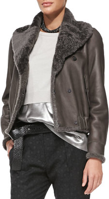Brunello Cucinelli Reversible Leather/Fur Bomber Jacket