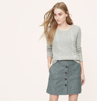 LOFT Petite Button Front Tweed Skirt