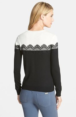 Vince Camuto Lace Trim Colorblock Sweater