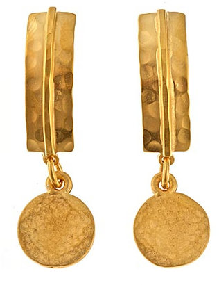 Evelyn Knight Hammered Gold Drop Earrings