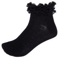 River Island Black cable knit frilly socks