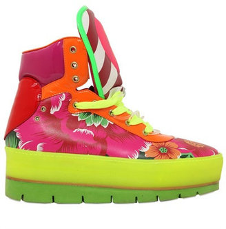 Manish Arora 70mm Flower Leather High Top Sneakers