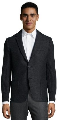 Fendi grey wool two-button knit sleeve blazer