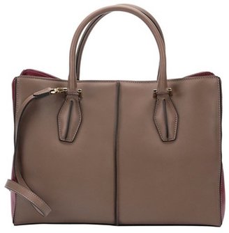 Tod's clay and dark red colorblock leather convertible tote