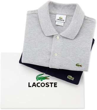 Lacoste Short-Sleeve Pique Polo Box Set, Silver & Navy