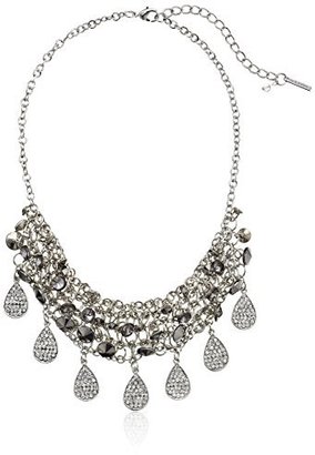 Steve Madden Glitz Glam" Shaky Pave Teardrop and Faceted Bead Bib Necklace