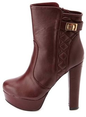 Bamboo Quilted Chunky Heel Platform Booties