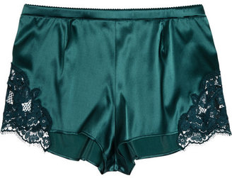 Dolce & Gabbana Lace-trimmed stretch-silk satin shorts