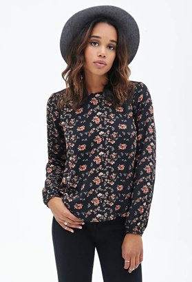 Forever 21 Floral Print & Lace Top