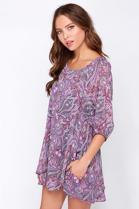 Lucy-Love Lucy Love Gabriella Purple Print Dress