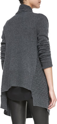 Vince Open-Front Brick-Textured Cardigan, Flannel Gray