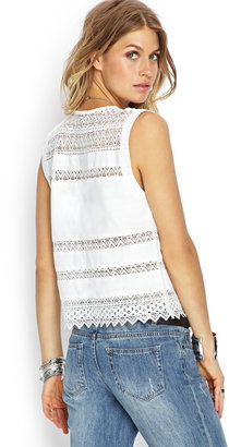 Forever 21 Paneled Crochet Lace Top