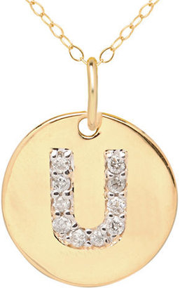 Lord & Taylor 14 Kt. Yellow Gold & Diamond 'U' Pendant Necklace