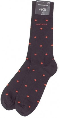 Boss Black Hugo Socks, Black And Orange Cotton Logo Socks