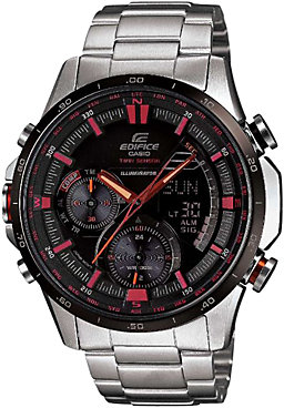 Casio ERA-300DB-1AVER Men's Edifice Neon Compass Thermometer Watch, Silver