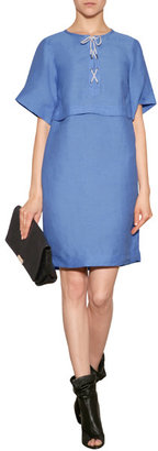 Burberry Linen Laced Front Dress in Blue