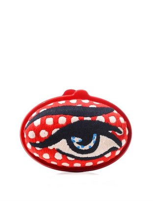 SARAH'S BAG Eggzy eye embroidered clutch