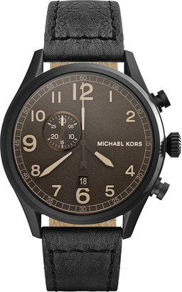 Michael Kors Hangar textured dial leather strap watch