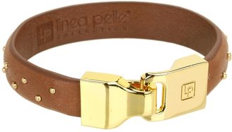 Linea Pelle Leather Bangle with Custom Closure Nailhead Studs (Coffee) - Jewelry