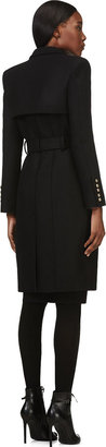 Balmain Black Wool Trench Coat