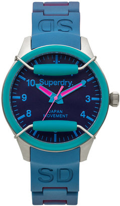 Superdry Women's Scuba Spectrum Blue Silicone Strap Watch 39mm IWW-D10310110
