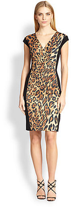 Escada Leopard Contrast-Panel Dress