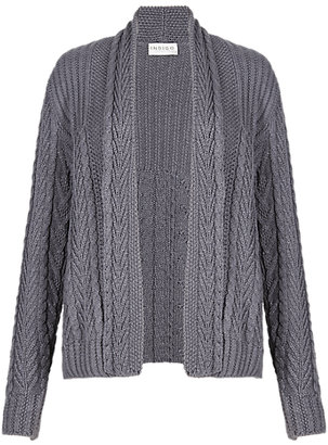 Marks and Spencer Indigo Collection Open Front Chevron Stitched Cable Knit Cardigan