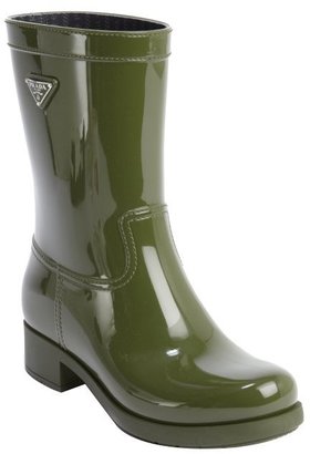 Prada Sport olive rubber rain boots