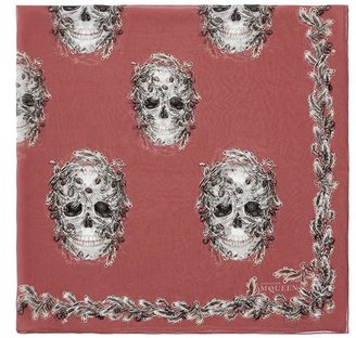 Acorn and skull print silk chiffon