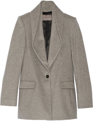 Halston Draped-collar wool-blend coat