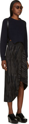 Stella McCartney Black & Grey Striped Asymmetrical Sarouel Trousers