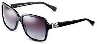 Dolce & Gabbana Logo Hinge Square Sunglasses-BLACK-One Size