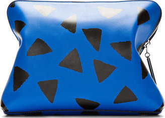 3.1 Phillip Lim Blue Leather Printed Minute Cosmetic Clutch