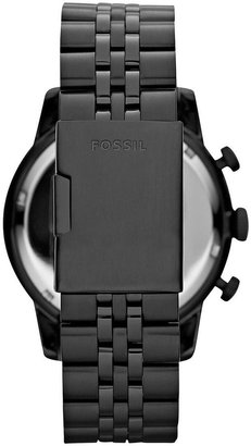 Fossil Mens Townsman Black Face 3 Hand Chronograph Black-Tone Plated Stainless Steel Watch