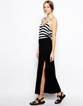 Splendid Maxi Skirt With Side Split - Black