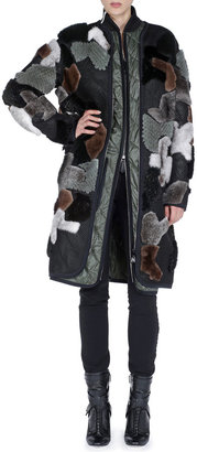 Fendi Mink Fur & Net Zip-Front Coat